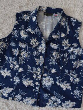 Vintage 90s Crop Floral Cotton Shirt by WILLOWBEND‎ | size XL